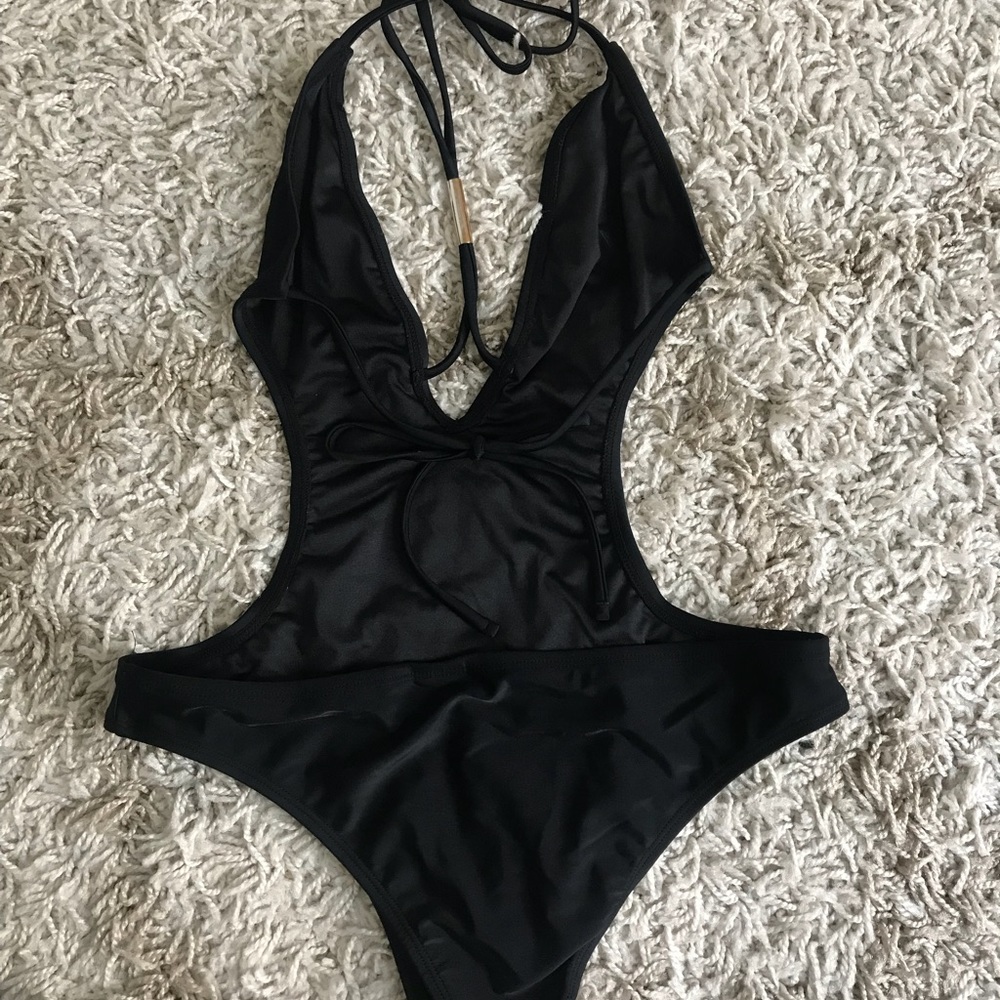 Black one piece bathing suit